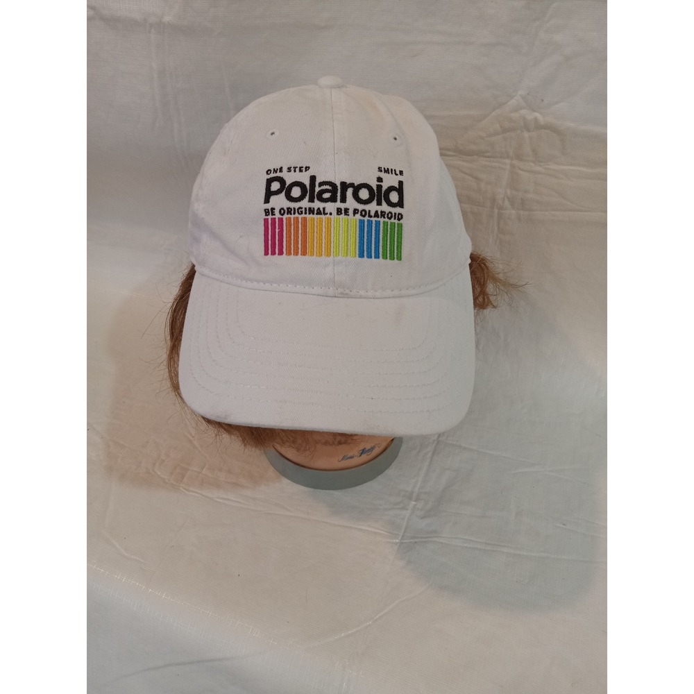 Polaroid mad engine Rainbow Stripe Baseball Cap White Adjustable Cotton Dad Hat